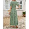 ZESICA Women’s 2026 Summer Casual Floral Print Short Flutter Sleeve Crew Neck Smocked High Waist Flowy Maxi Dress(Olive)