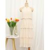 ZESICA Women’s 2026 Summer Sleeveless Halter Neck Ruffle Tiered Layed Chiffon Flowy Swing Long Midi Dress(Apricot)