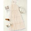 ZESICA Women’s 2026 Summer Sleeveless Halter Neck Ruffle Tiered Layed Chiffon Flowy Swing Long Midi Dress(Apricot)