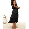ZESICA Women’s 2026 Summer Sleeveless Halter Neck Ruffle Tiered Layed Chiffon Flowy Swing Long Midi Dress(Darkblack)