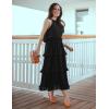 ZESICA Women’s 2026 Summer Sleeveless Halter Neck Ruffle Tiered Layed Chiffon Flowy Swing Long Midi Dress(Darkblack)