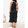 ZESICA Women’s 2026 Summer Sleeveless Halter Neck Ruffle Tiered Layed Chiffon Flowy Swing Long Midi Dress(Darkblack)