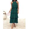 ZESICA Women’s 2026 Summer Sleeveless Halter Neck Ruffle Tiered Layed Chiffon Flowy Swing Long Midi Dress(Darkgreen)