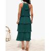 ZESICA Women’s 2026 Summer Sleeveless Halter Neck Ruffle Tiered Layed Chiffon Flowy Swing Long Midi Dress(Darkgreen)