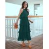 ZESICA Women’s 2026 Summer Sleeveless Halter Neck Ruffle Tiered Layed Chiffon Flowy Swing Long Midi Dress(Darkgreen)