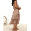 ZESICA Women’s 2026 Summer Sleeveless Halter Neck Ruffle Tiered Layed Chiffon Flowy Swing Long Midi Dress(Khaki)