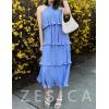 ZESICA Women’s 2026 Summer Sleeveless Halter Neck Ruffle Tiered Layed Chiffon Flowy Swing Long Midi Dress(Lightblue)