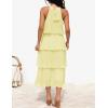 ZESICA Women’s 2026 Summer Sleeveless Halter Neck Ruffle Tiered Layed Chiffon Flowy Swing Long Midi Dress(Lightyellow)
