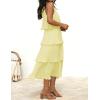 ZESICA Women’s 2026 Summer Sleeveless Halter Neck Ruffle Tiered Layed Chiffon Flowy Swing Long Midi Dress(Lightyellow)