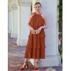 ZESICA Women’s 2026 Summer Sleeveless Halter Neck Ruffle Tiered Layed Chiffon Flowy Swing Long Midi Dress(Maple)
