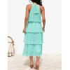 ZESICA Women’s 2026 Summer Sleeveless Halter Neck Ruffle Tiered Layed Chiffon Flowy Swing Long Midi Dress(Mint)
