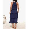 ZESICA Women’s 2026 Summer Sleeveless Halter Neck Ruffle Tiered Layed Chiffon Flowy Swing Long Midi Dress(Navy)