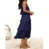ZESICA Women’s 2026 Summer Sleeveless Halter Neck Ruffle Tiered Layed Chiffon Flowy Swing Long Midi Dress(Navy)