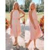 ZESICA Women’s 2026 Summer Sleeveless Halter Neck Ruffle Tiered Layed Chiffon Flowy Swing Long Midi Dress(Pink)