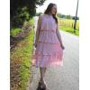 ZESICA Women’s 2026 Summer Sleeveless Halter Neck Ruffle Tiered Layed Chiffon Flowy Swing Long Midi Dress(Pink)