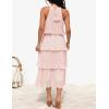 ZESICA Women’s 2026 Summer Sleeveless Halter Neck Ruffle Tiered Layed Chiffon Flowy Swing Long Midi Dress(Pink)