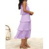 ZESICA Women’s 2026 Summer Sleeveless Halter Neck Ruffle Tiered Layed Chiffon Flowy Swing Long Midi Dress(Purple)