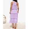 ZESICA Women’s 2026 Summer Sleeveless Halter Neck Ruffle Tiered Layed Chiffon Flowy Swing Long Midi Dress(Purple)