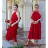 ZESICA Women’s 2026 Summer Sleeveless Halter Neck Ruffle Tiered Layed Chiffon Flowy Swing Long Midi Dress(Red)