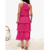 ZESICA Women’s 2026 Summer Sleeveless Halter Neck Ruffle Tiered Layed Chiffon Flowy Swing Long Midi Dress(Rose)