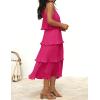 ZESICA Women’s 2026 Summer Sleeveless Halter Neck Ruffle Tiered Layed Chiffon Flowy Swing Long Midi Dress(Rose)