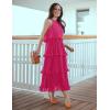 ZESICA Women’s 2026 Summer Sleeveless Halter Neck Ruffle Tiered Layed Chiffon Flowy Swing Long Midi Dress(Rose)