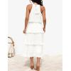 ZESICA Women’s 2026 Summer Sleeveless Halter Neck Ruffle Tiered Layed Chiffon Flowy Swing Long Midi Dress(White)