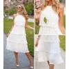 ZESICA Women’s 2026 Summer Sleeveless Halter Neck Ruffle Tiered Layed Chiffon Flowy Swing Long Midi Dress(White)