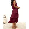 ZESICA Women’s 2026 Summer Sleeveless Halter Neck Ruffle Tiered Layed Chiffon Flowy Swing Long Midi Dress(Wine)