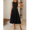 ZESICA Women’s 2026 Summer Sleeveless Midi Dresses Crewneck A Line Elegant Cocktail Party Flowy Long Dress(Black)