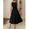 ZESICA Women’s 2026 Summer Sleeveless Midi Dresses Crewneck A Line Elegant Cocktail Party Flowy Long Dress(Black)