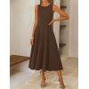 ZESICA Women’s 2026 Summer Sleeveless Midi Dresses Crewneck A Line Elegant Cocktail Party Flowy Long Dress(Coffee)