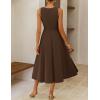 ZESICA Women’s 2026 Summer Sleeveless Midi Dresses Crewneck A Line Elegant Cocktail Party Flowy Long Dress(Coffee)