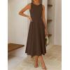 ZESICA Women’s 2026 Summer Sleeveless Midi Dresses Crewneck A Line Elegant Cocktail Party Flowy Long Dress(Coffee)