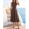 ZESICA Women’s 2026 Summer Sleeveless Midi Dresses Crewneck A Line Elegant Cocktail Party Flowy Long Dress(Coffee)
