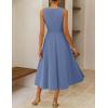 ZESICA Women’s 2026 Summer Sleeveless Midi Dresses Crewneck A Line Elegant Cocktail Party Flowy Long Dress(Dusty Blue)