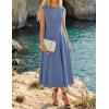 ZESICA Women’s 2026 Summer Sleeveless Midi Dresses Crewneck A Line Elegant Cocktail Party Flowy Long Dress(Dusty Blue)
