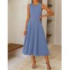 ZESICA Women’s 2026 Summer Sleeveless Midi Dresses Crewneck A Line Elegant Cocktail Party Flowy Long Dress(Dusty Blue)