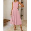 ZESICA Women’s 2026 Summer Sleeveless Midi Dresses Crewneck A Line Elegant Cocktail Party Flowy Long Dress(Pink)