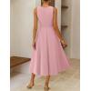 ZESICA Women’s 2026 Summer Sleeveless Midi Dresses Crewneck A Line Elegant Cocktail Party Flowy Long Dress(Pink)