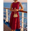 ZESICA Women’s 2026 Summer Sleeveless Midi Dresses Crewneck A Line Elegant Cocktail Party Flowy Long Dress(Red)