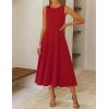 ZESICA Women’s 2026 Summer Sleeveless Midi Dresses Crewneck A Line Elegant Cocktail Party Flowy Long Dress(Red)