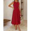 ZESICA Women’s 2026 Summer Sleeveless Midi Dresses Crewneck A Line Elegant Cocktail Party Flowy Long Dress(Red)