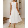 ZESICA Women’s 2026 Summer Sleeveless Midi Dresses Crewneck A Line Elegant Cocktail Party Flowy Long Dress(White)
