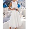 ZESICA Women’s 2026 Summer Sleeveless Midi Dresses Crewneck A Line Elegant Cocktail Party Flowy Long Dress(White)