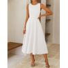 ZESICA Women’s 2026 Summer Sleeveless Midi Dresses Crewneck A Line Elegant Cocktail Party Flowy Long Dress(White)