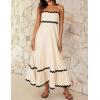 ZESICA Women’s 2026 Summer Spaghetti Straps Sleeveless Backless Sundress Flowy Smocked Lace Swing A Line Midi Dress(Apricot)