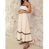 ZESICA Women’s 2026 Summer Spaghetti Straps Sleeveless Backless Sundress Flowy Smocked Lace Swing A Line Midi Dress(Apricot)