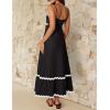 ZESICA Women’s 2026 Summer Spaghetti Straps Sleeveless Backless Sundress Flowy Smocked Lace Swing A Line Midi Dress(Black)