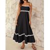 ZESICA Women’s 2026 Summer Spaghetti Straps Sleeveless Backless Sundress Flowy Smocked Lace Swing A Line Midi Dress(Black)